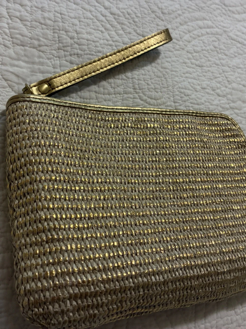 Patricia Nash Gold and Natural Woven Wristlet